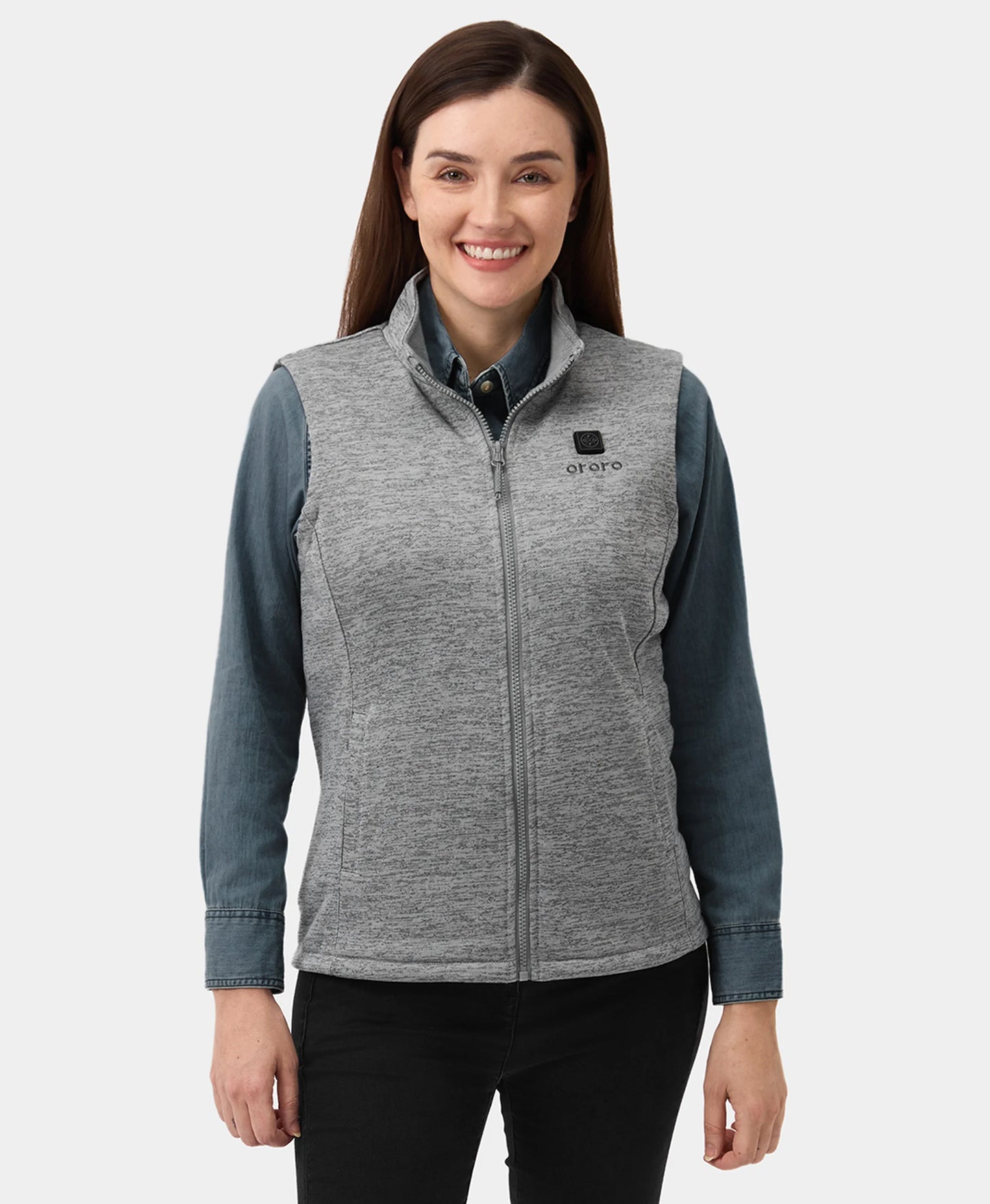Women's Heated Fleece Vest - Gray
