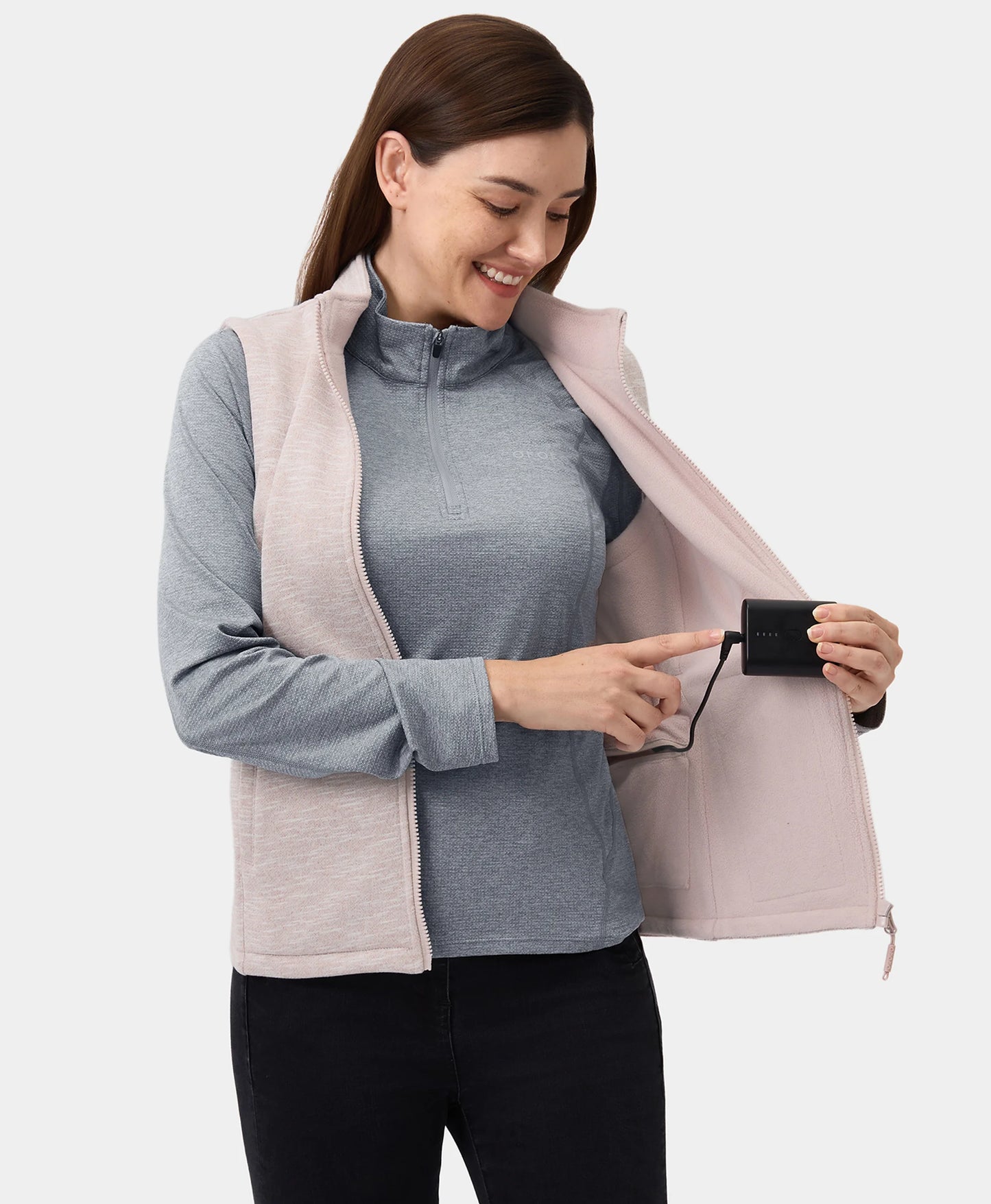 Women's Heated Fleece Vest - Rope Beige