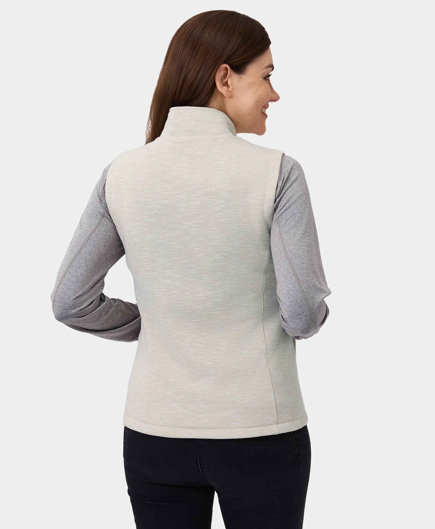Women's Heated Fleece Vest - White Beige