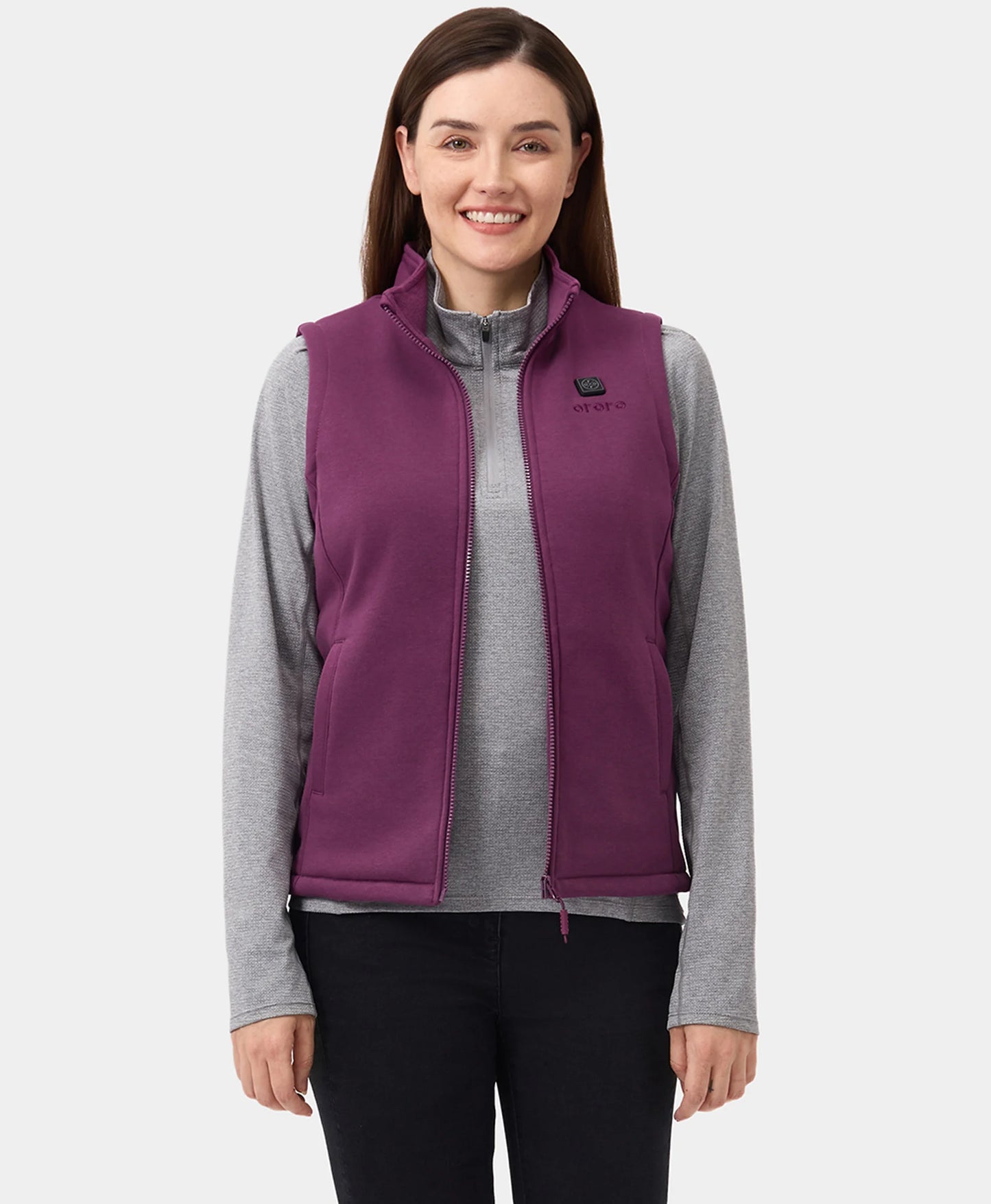 4 Heating Zones Women's Heated Fleece Vest - Purple