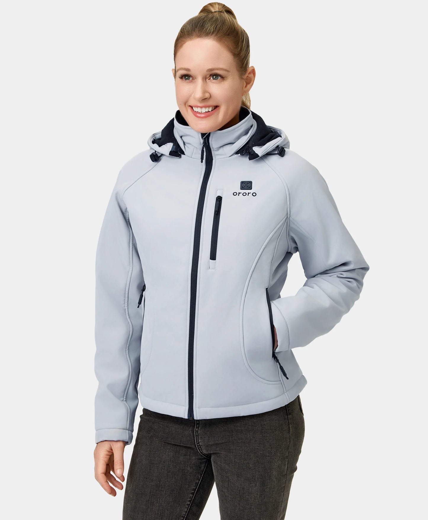 Women's Heated Jacket (4 Heating Zones) - Sharkskin Grey / Black