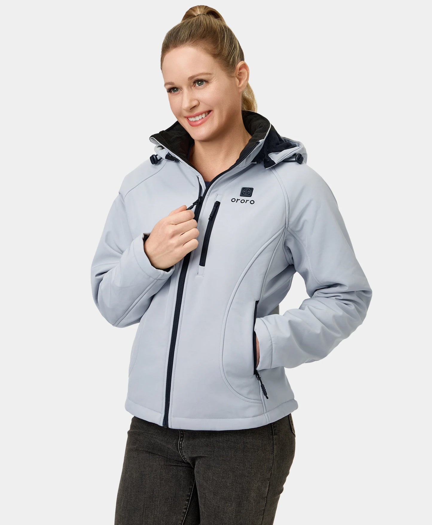 Women's Heated Jacket (4 Heating Zones) - Sharkskin Grey / Black