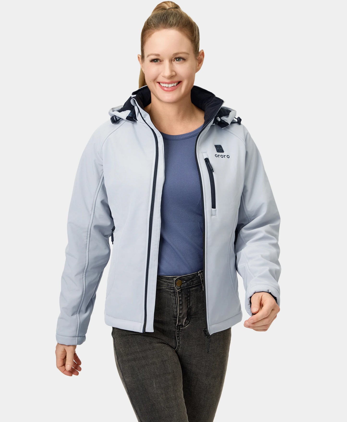 Women's Heated Jacket (4 Heating Zones) - Sharkskin Grey / Black