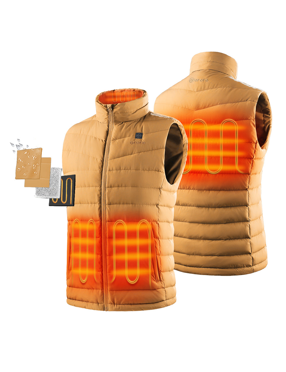 4 Heating Zones (Left & Right Pocket, Collar, Upper Back) - Dark Khaki
