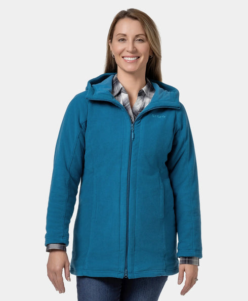(Open-box) Felicity Women's Heated Long Hooded Fleece Jacket ,view 1