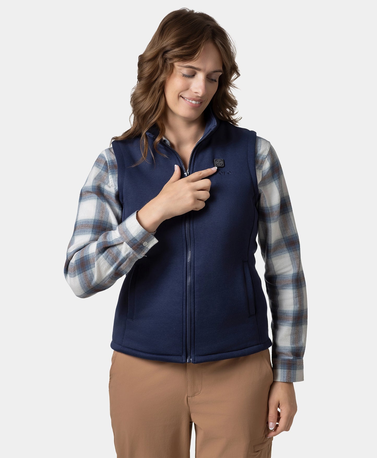Women's Heated Fleece Vest - Blue