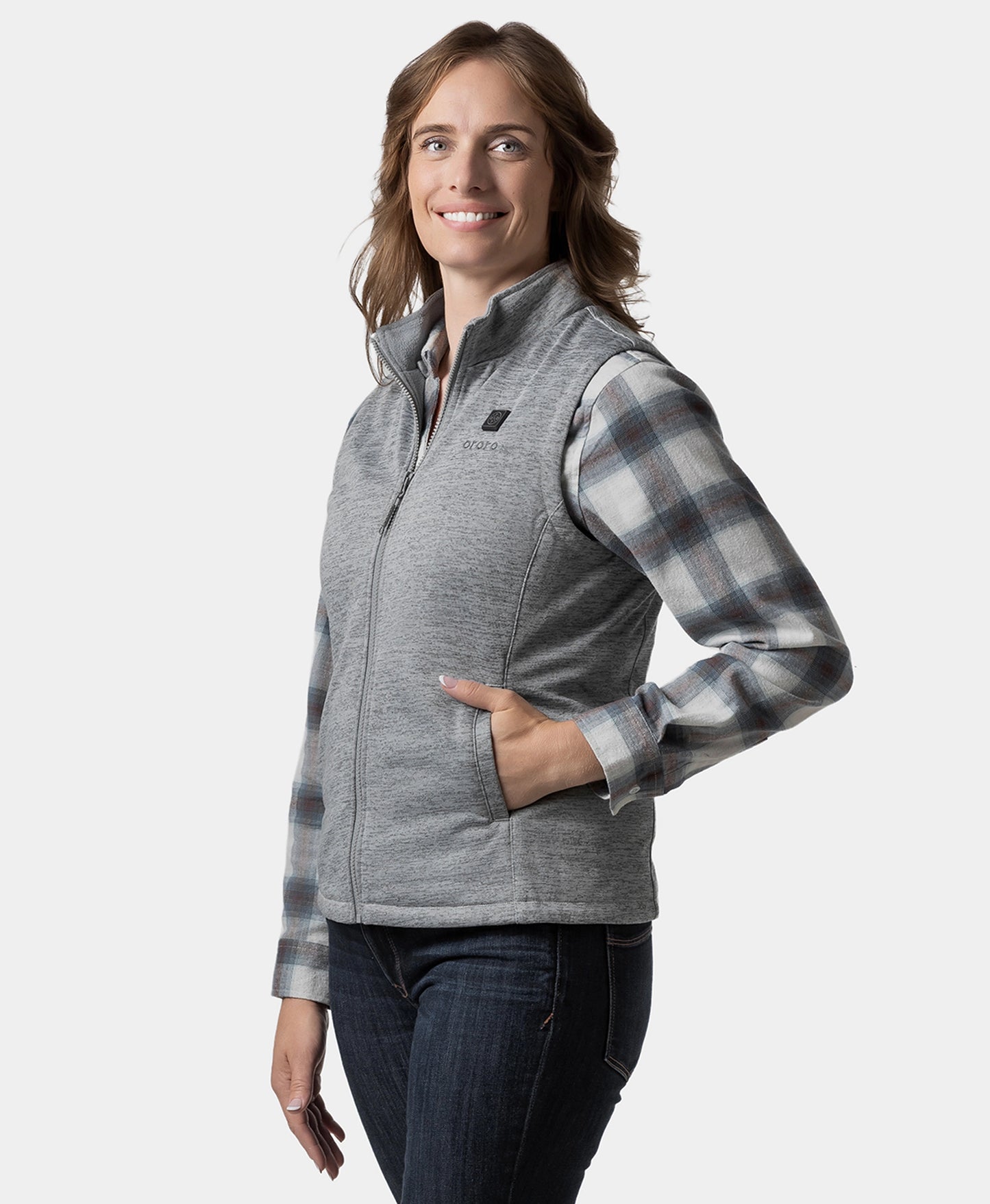 Women's Heated Fleece Vest - Gray