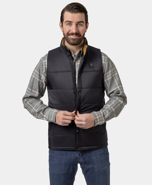 PuffLyte™ Men's Heated Lightweight Vest - Black / Khaki ,view 1