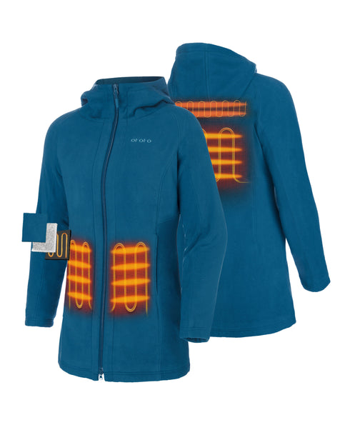 (Open-box) Felicity Women's Heated Long Hooded Fleece Jacket ,view 1