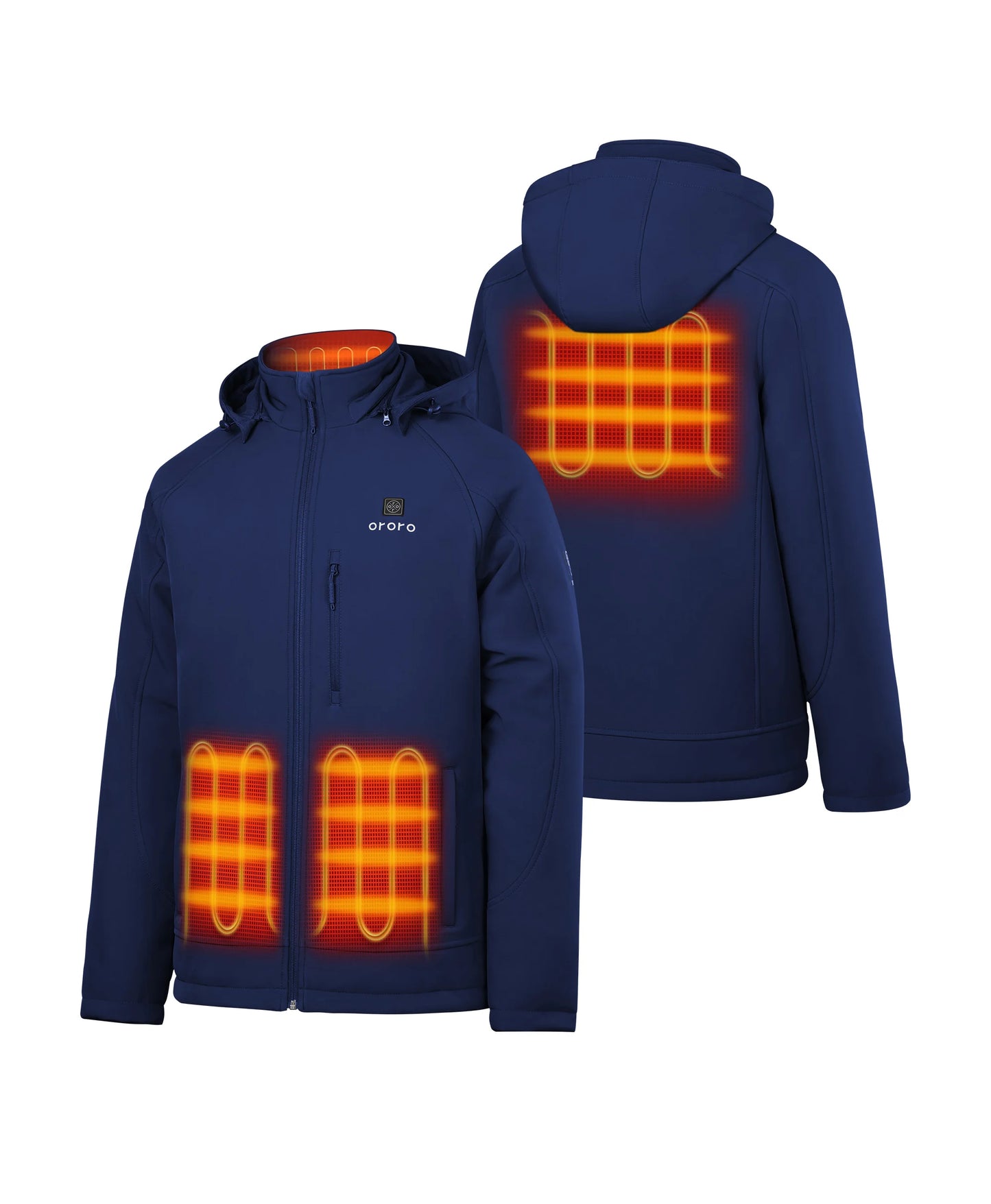 4 Heating zones: left & right pockets, collar, mid-back