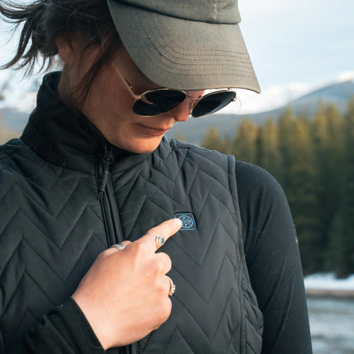 Women's Heated Chevron Quilted Vest - Black / Purple Women's Heated Chevron Quilted Vest - Black / Purple