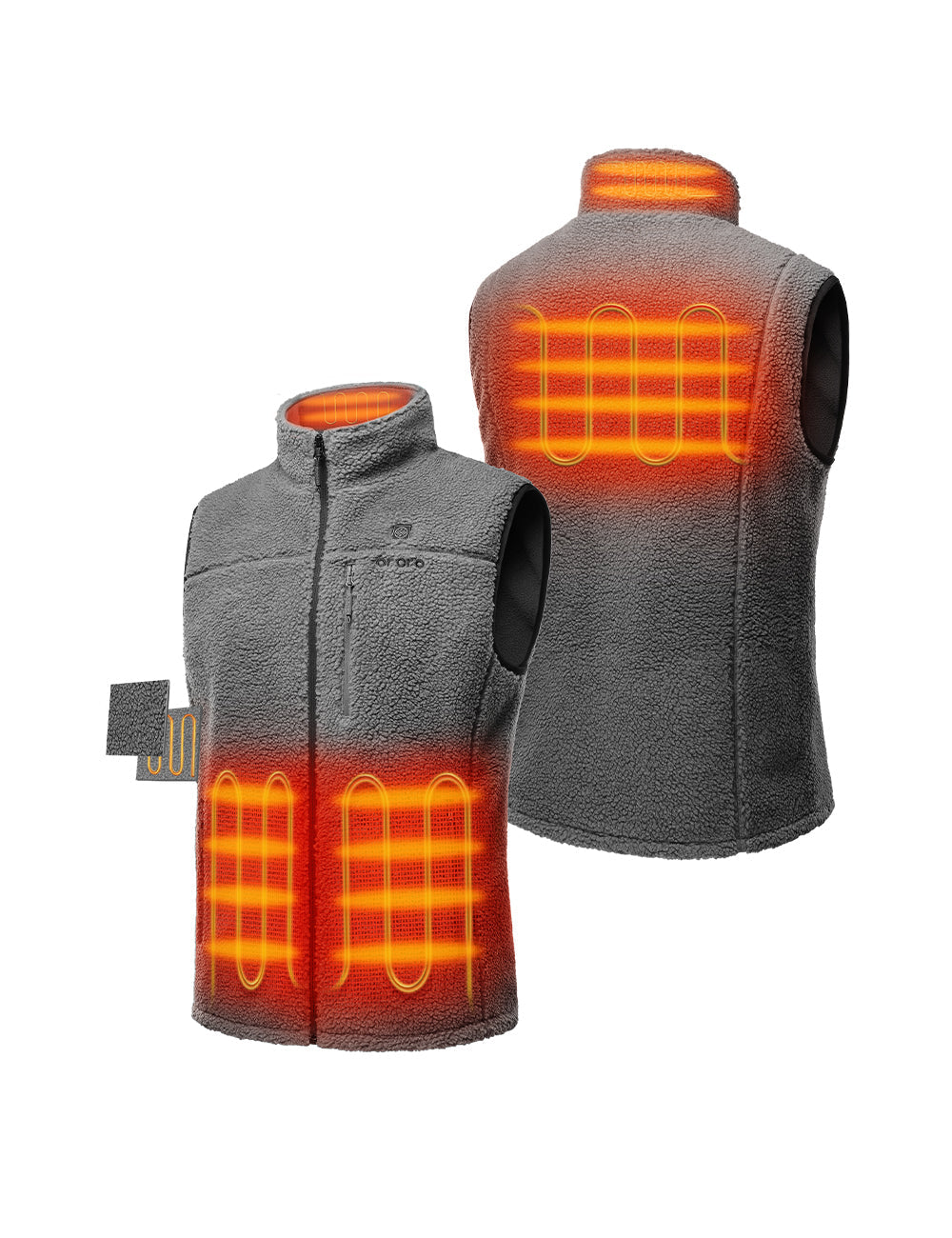 4 Heating Zones: Left & Right Hand Pockets, Upper-Back, Collar