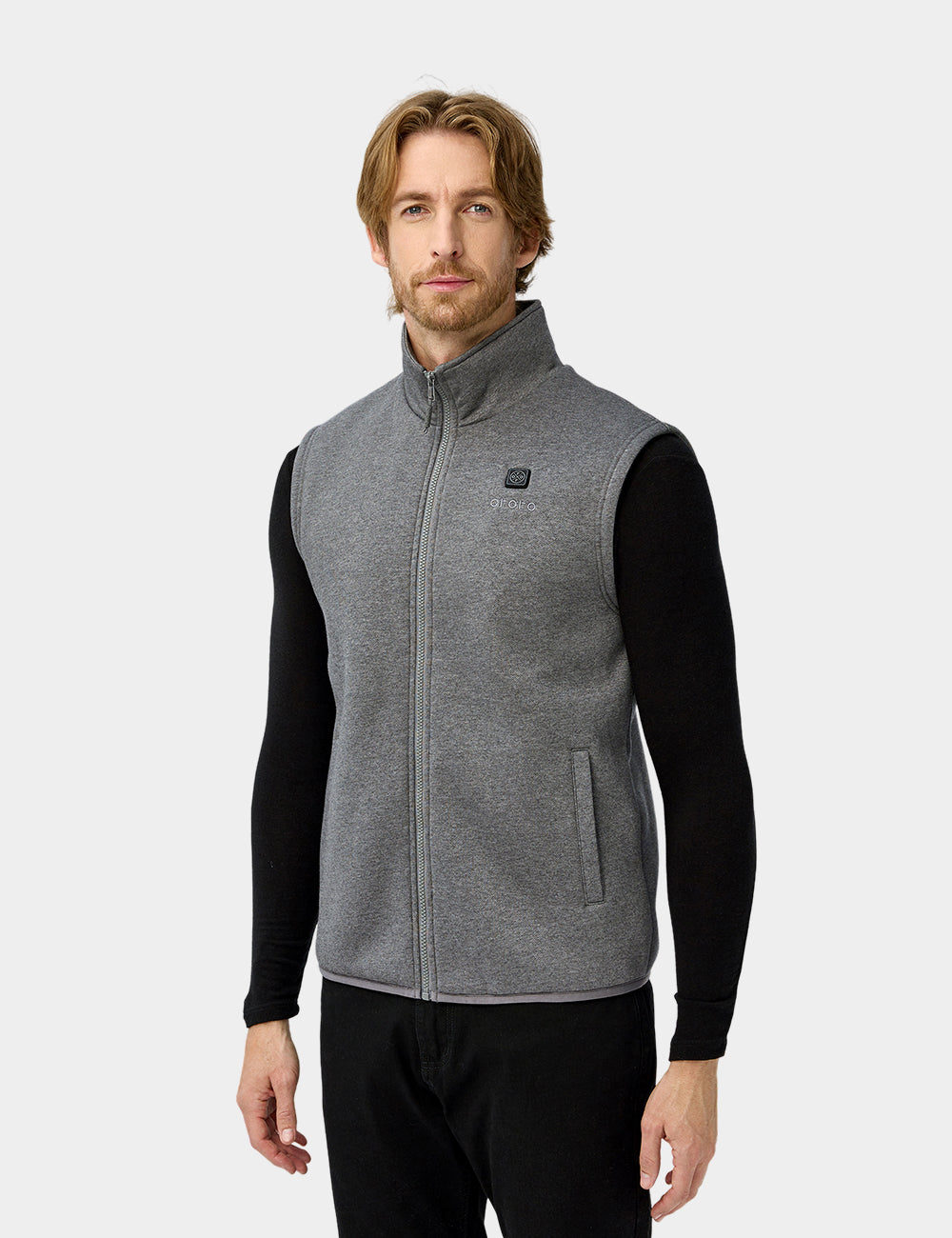 Men's Heated Fleece Vest - Flecking Gray