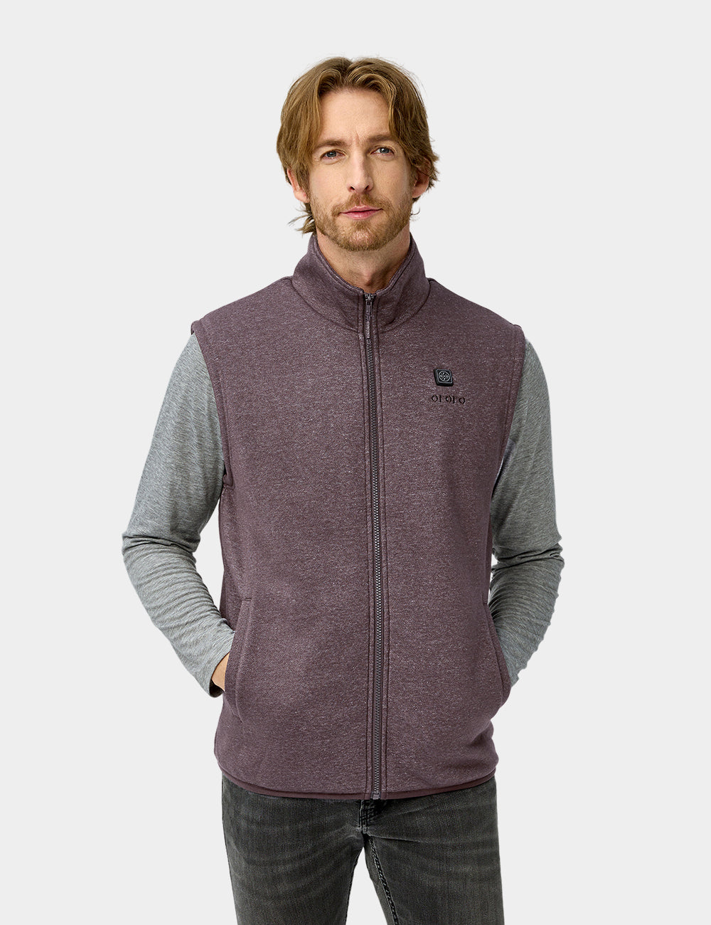 Men's Heated Fleece Vest - Brown