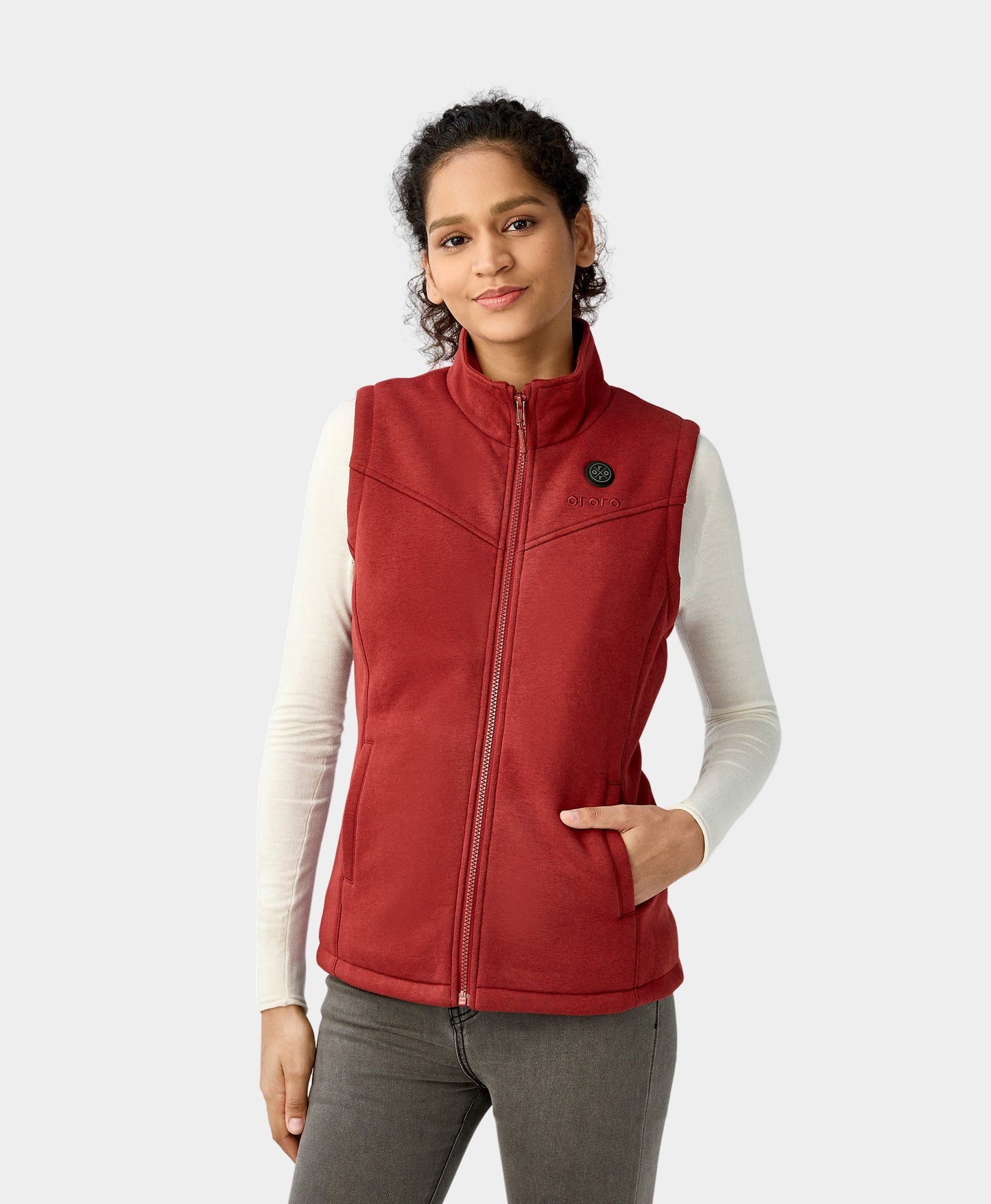 Women's Heated Fleece Vest - Red