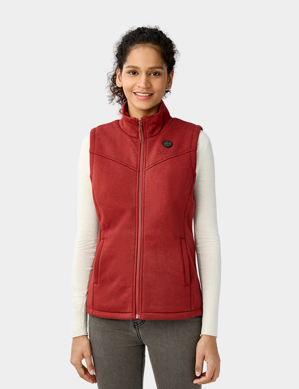 Women's Heated Fleece Vest - Red