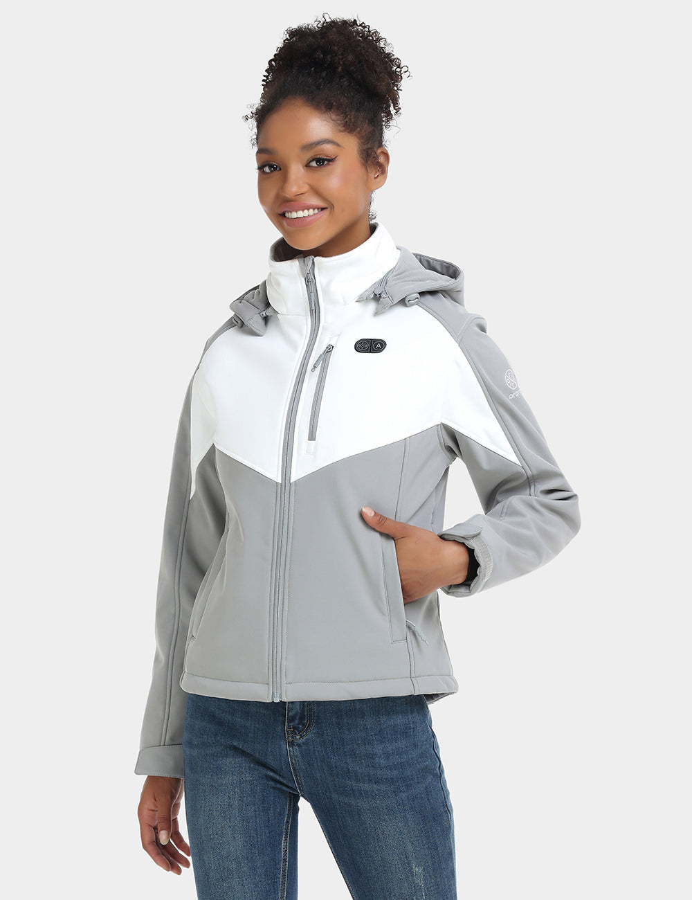 Women's Dual Control Heated Jacket - Light Gray & Milk White
