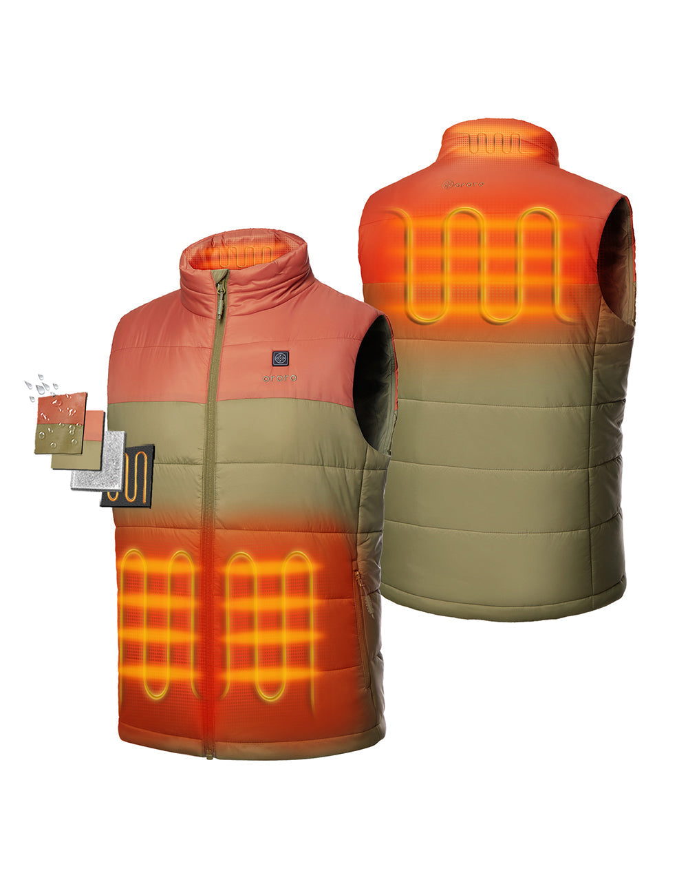 3 Heating Zones(Left & Right Pocket, Upper Back and Collar)