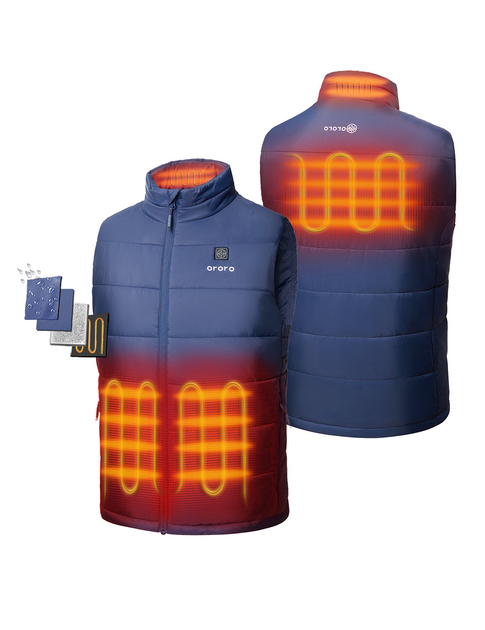 3 Heating Zones(Left & Right Pocket, Upper Back and Collar)