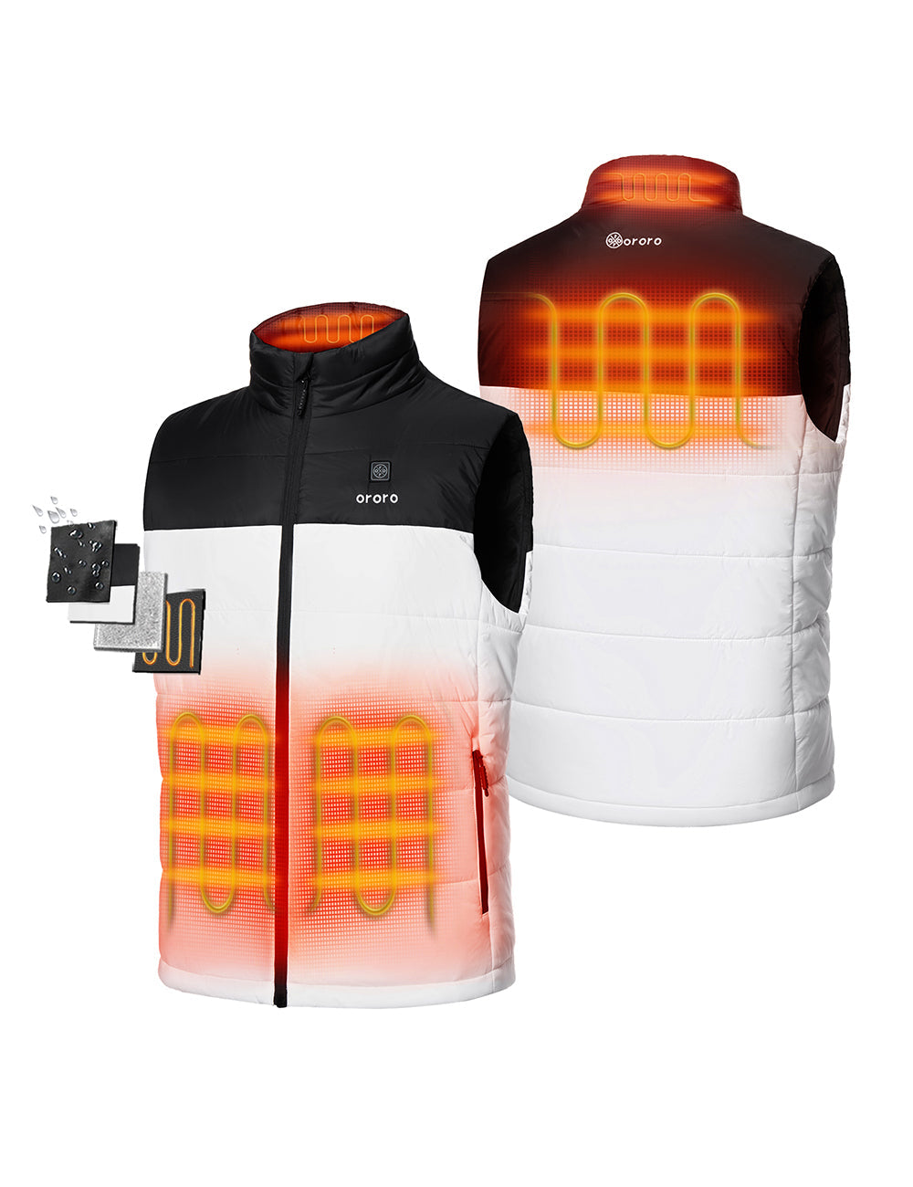 3 Heating Zones(Left & Right Pocket, Upper Back and Collar)