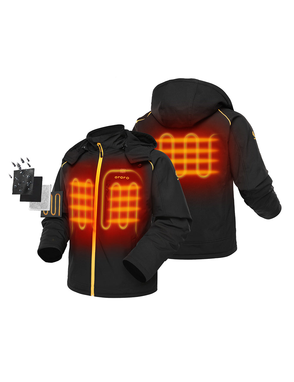 3 Heatings Zones(Mid-back, Left & Right Chest)