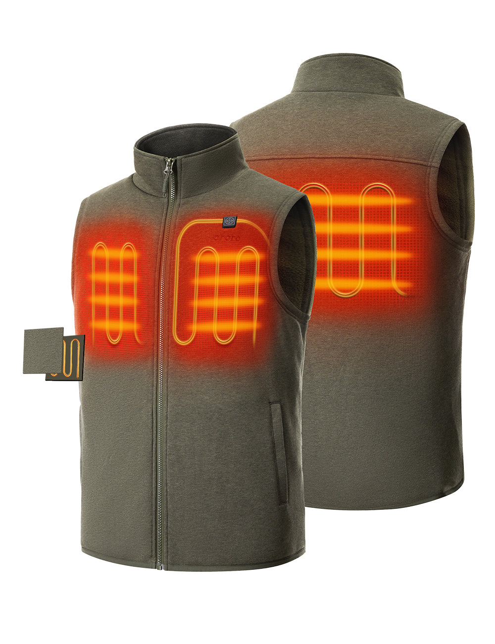 3 Heating Zones(Upper back, Left & Right Chest) - Army Green