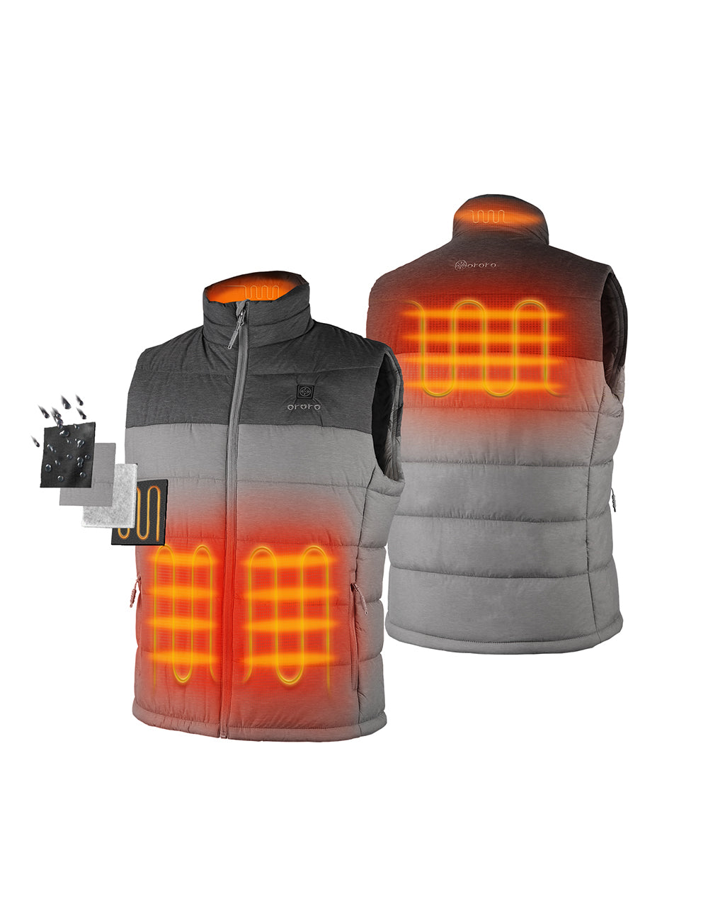 3 Heating Zones(Left & Right Pocket, Upper Back and Collar)