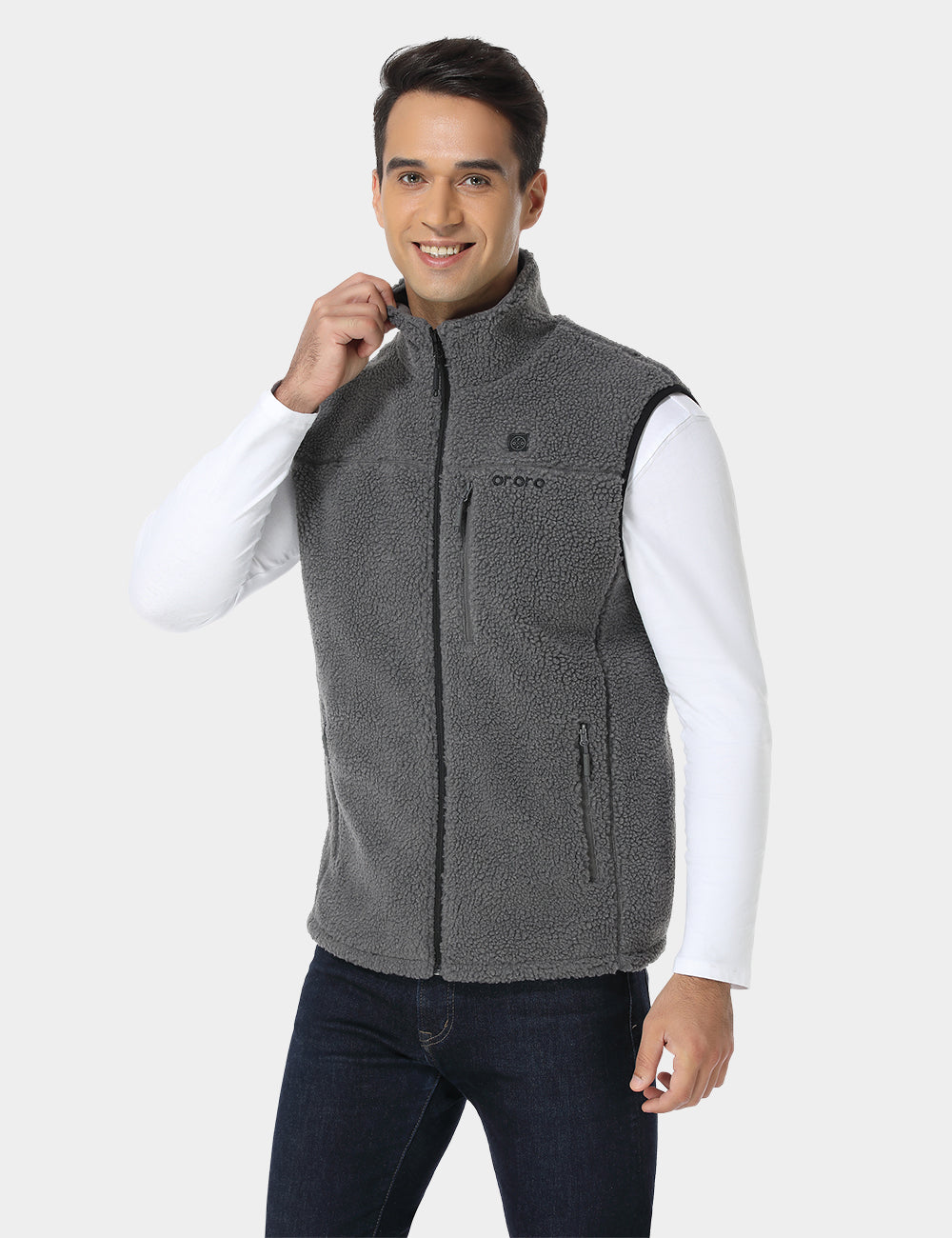 Men's Heated REPREVE® Recycled Fleece Vest - Gray