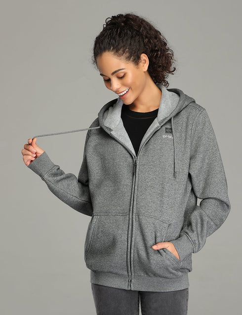 Women Heated Fleece Hoodie - Grey ,view 1
