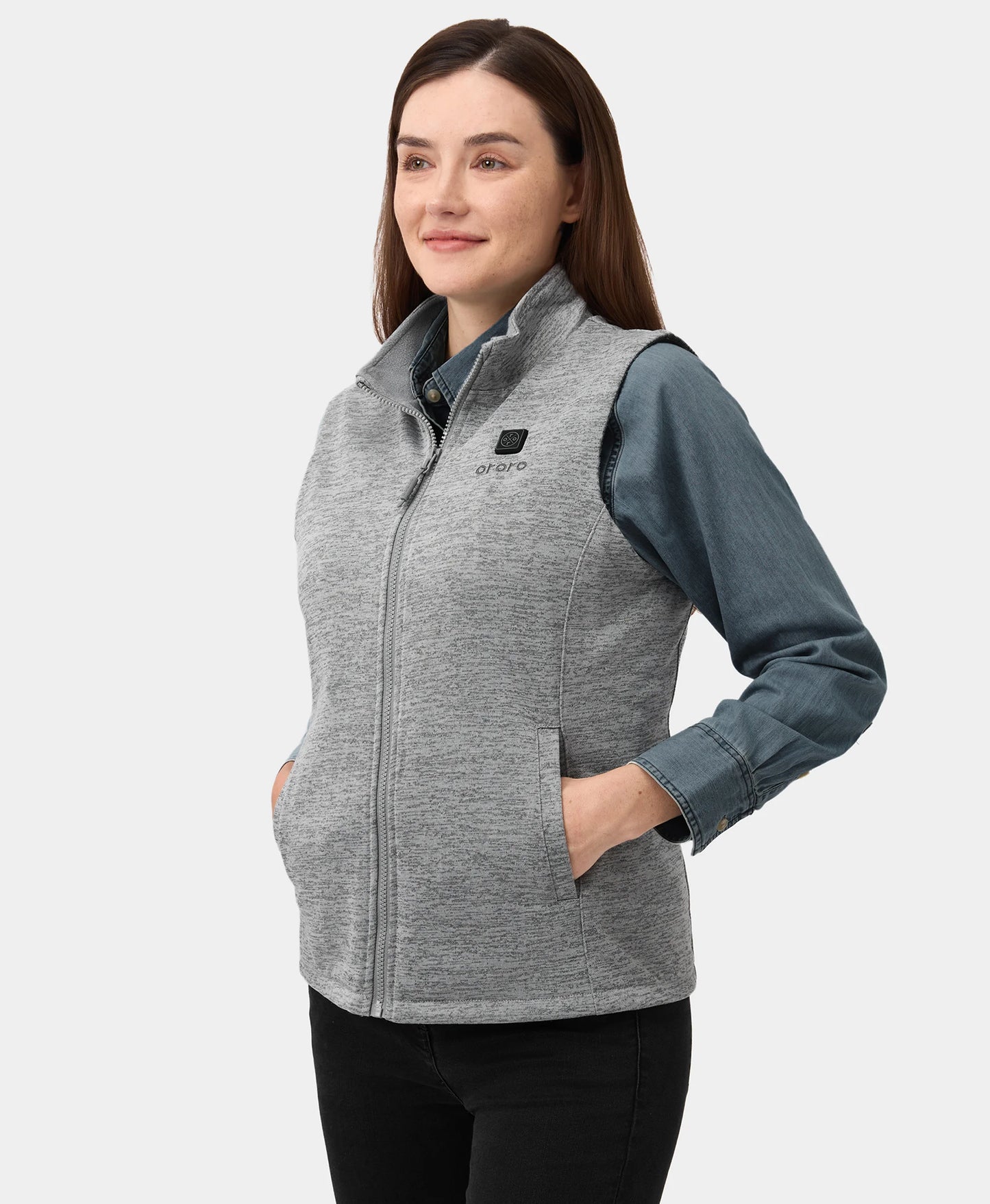 Women's Heated Fleece Vest - Gray