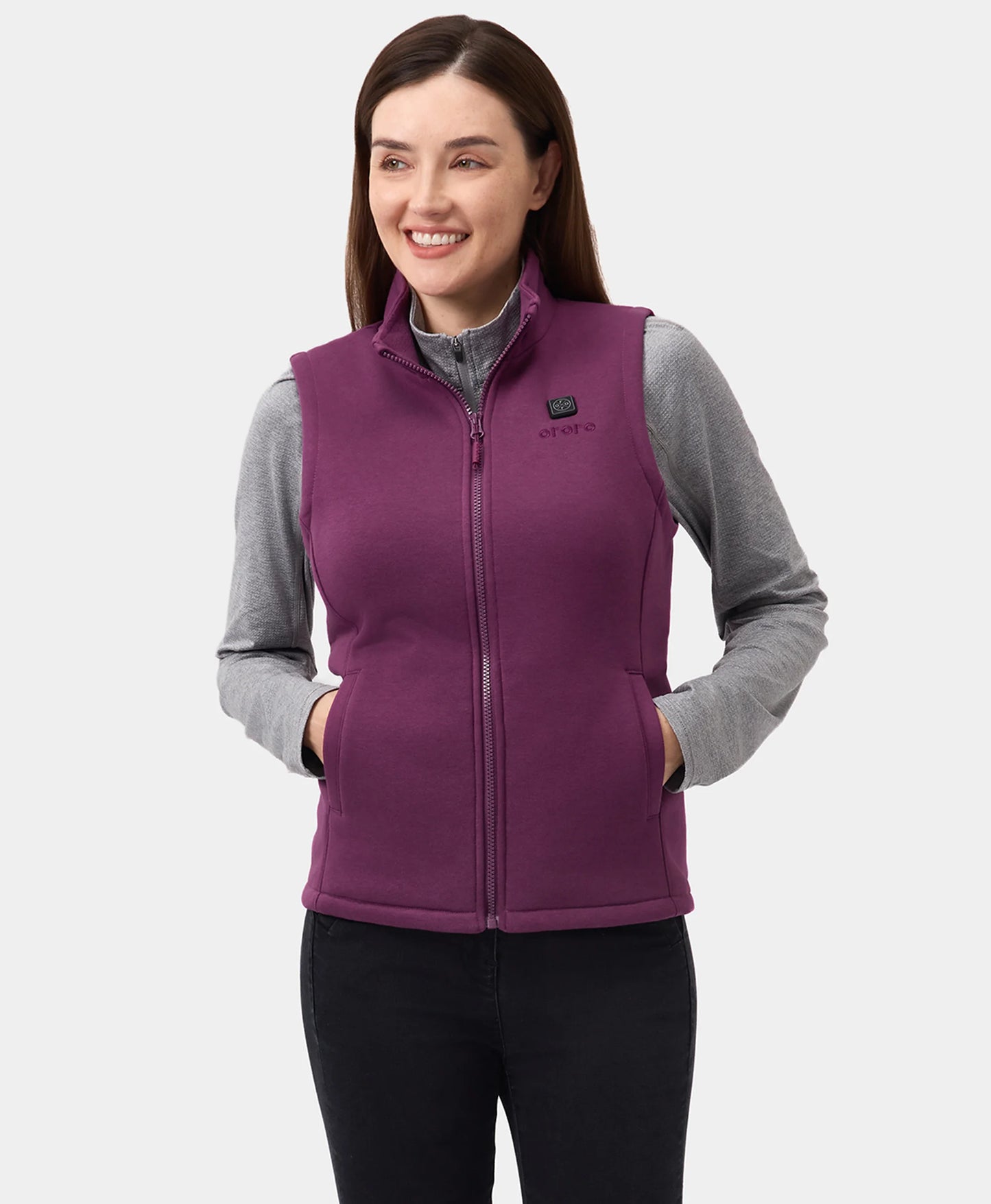 4 Heating Zones Women's Heated Fleece Vest - Purple