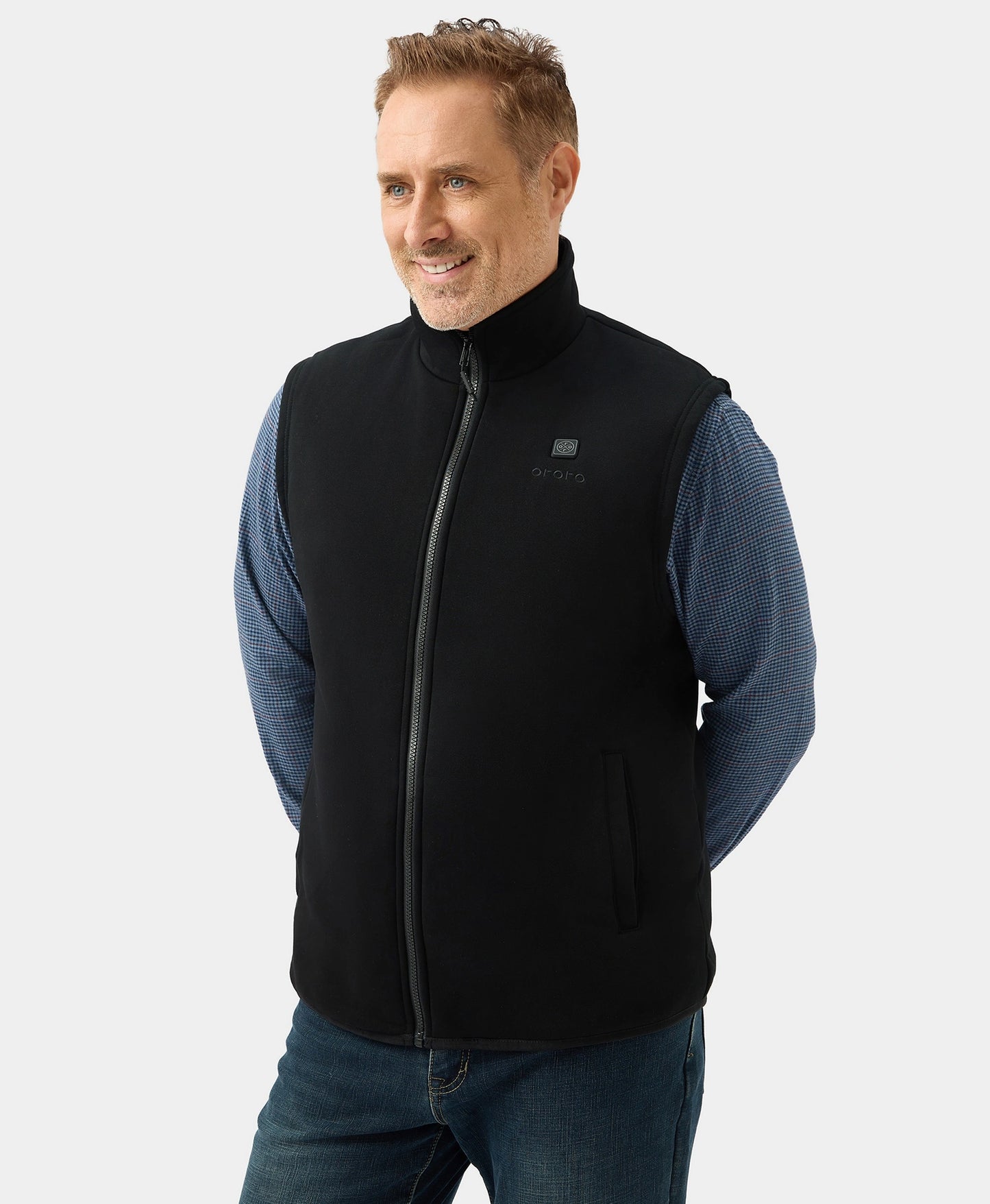 Men's Heated Fleece Vest - Black