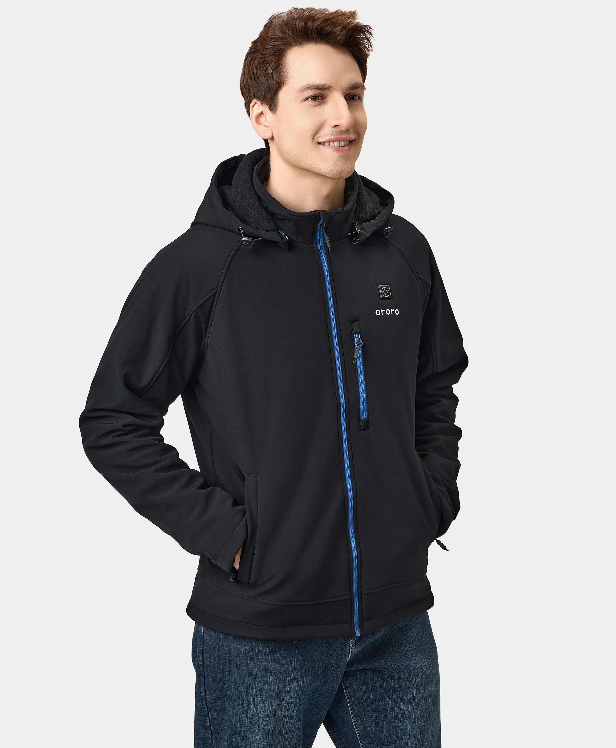 Men's Classic Heated Jacket (4 Heating Zones) - Black & Blue, Thumbnail 4