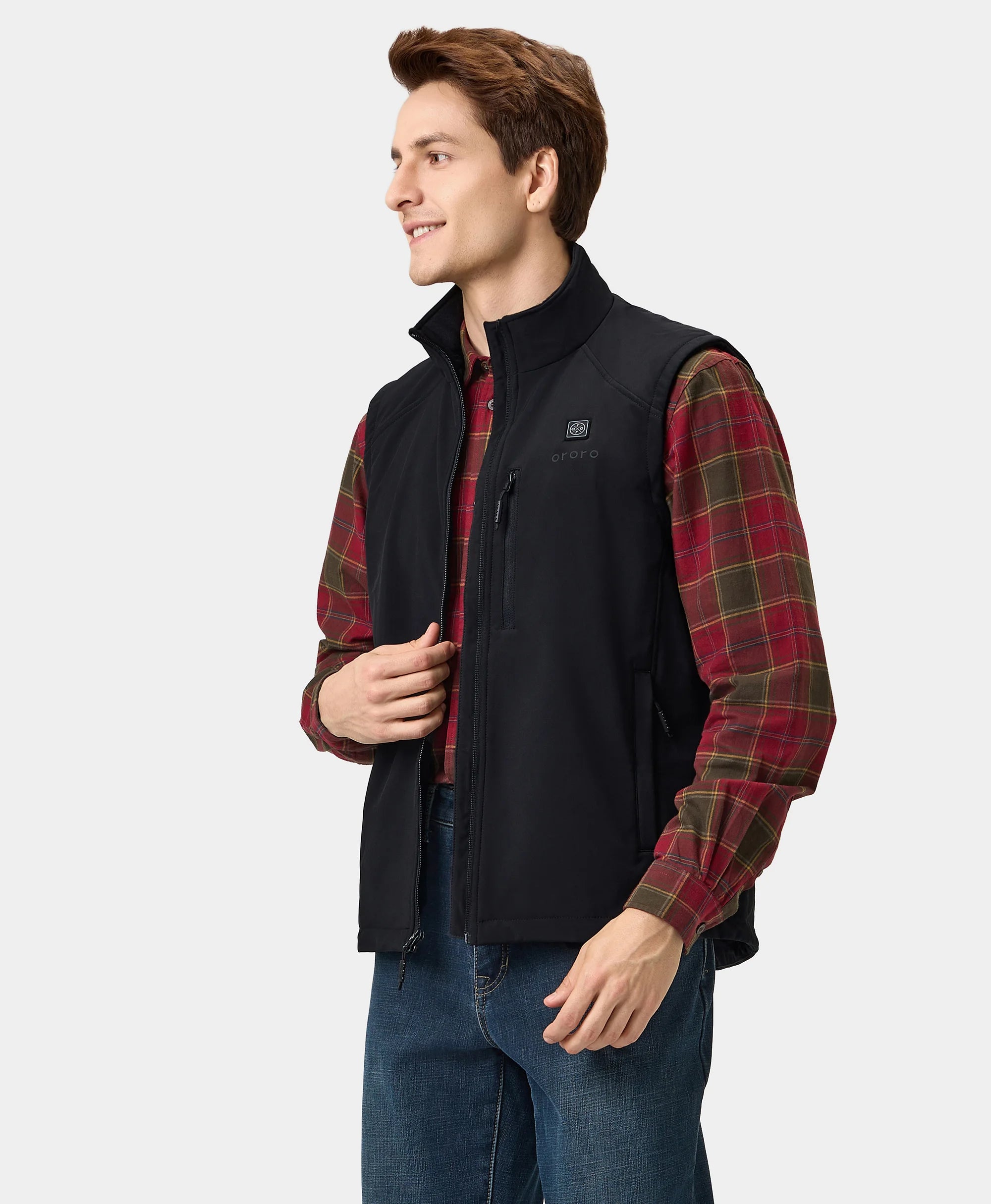 Men's Heated Softshell Vest - Black / Gray, Thumbnail 4