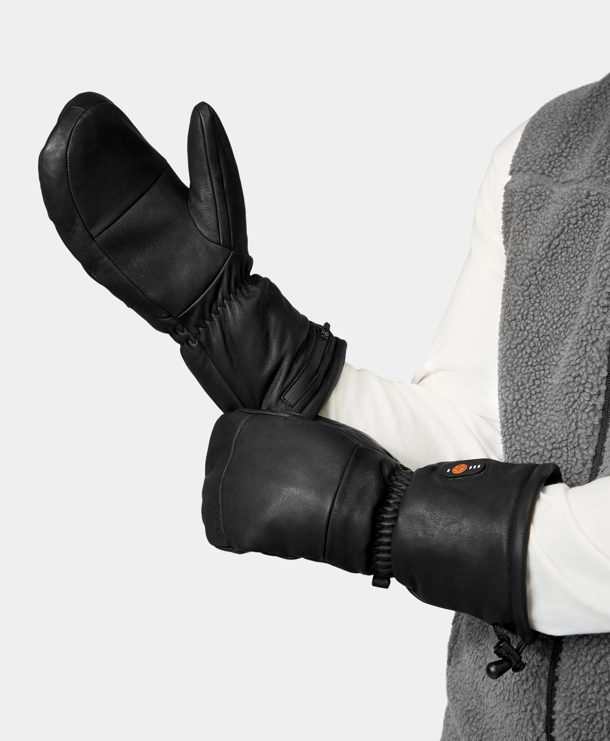 Duluth Unisex Heated Leather Chopper Mittens, Thumbnail 3