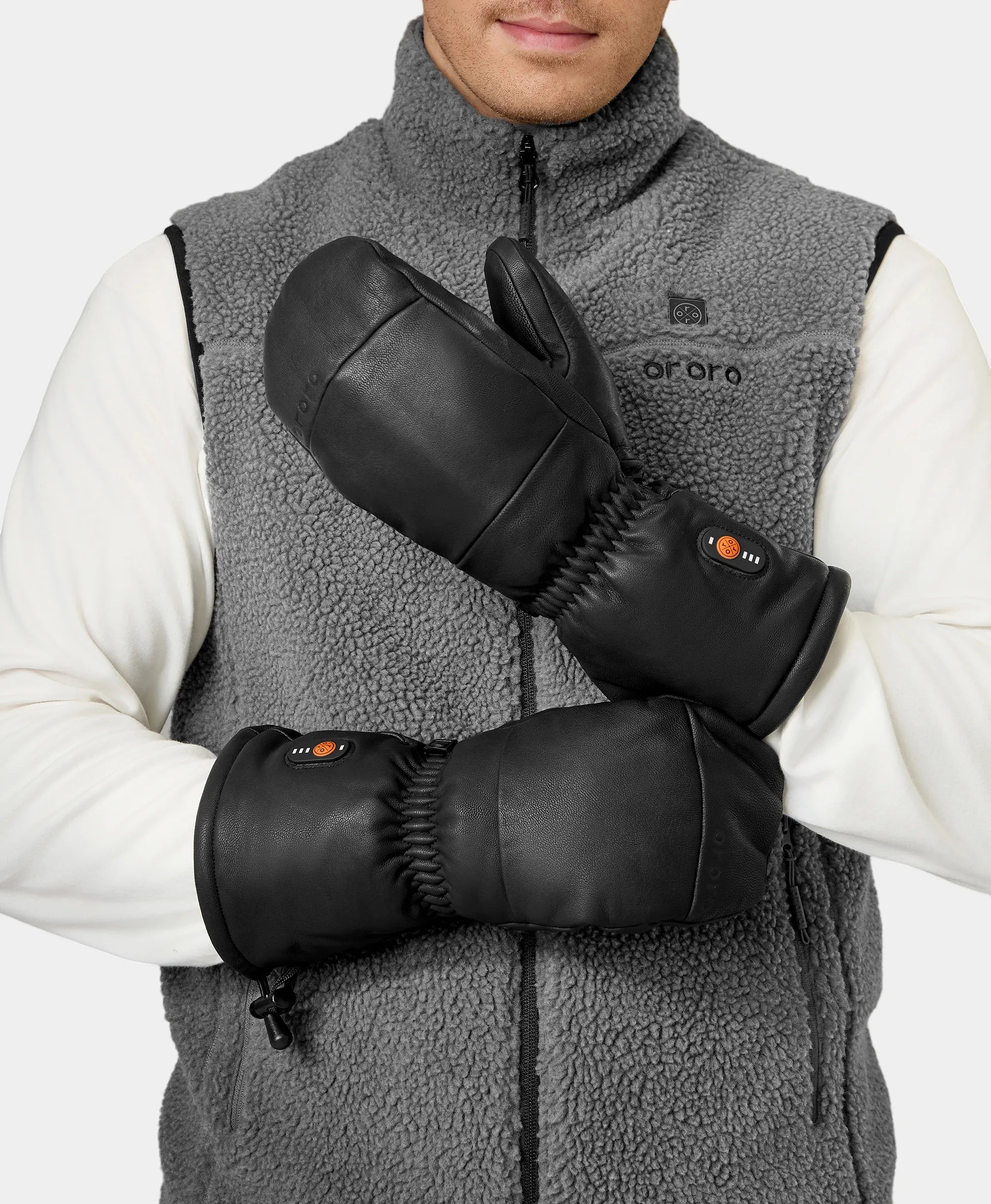 Duluth Unisex Heated Leather Chopper Mittens, Thumbnail 4