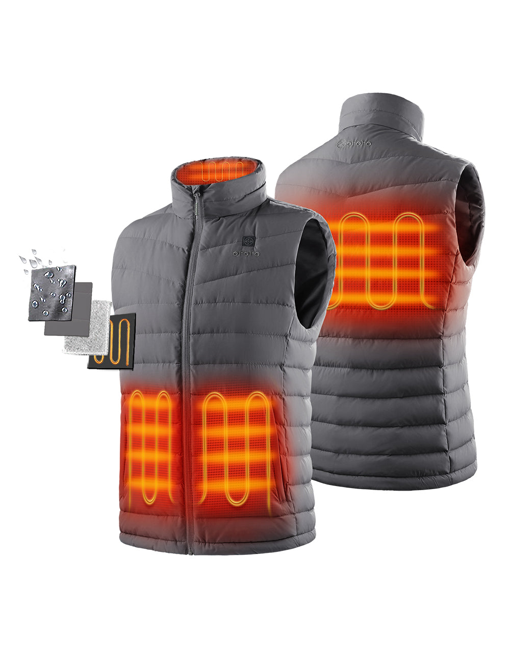4 Heating Zones (Left & Right Pocket, Collar, Upper Back) - Dark Gray