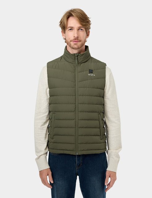 Men's Heated Lightweight Down Vest - Dark Green ,view 1