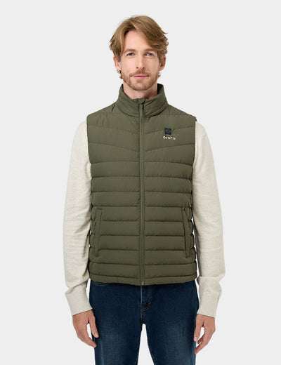 Men's Heated Lightweight Down Vest - Dark Green