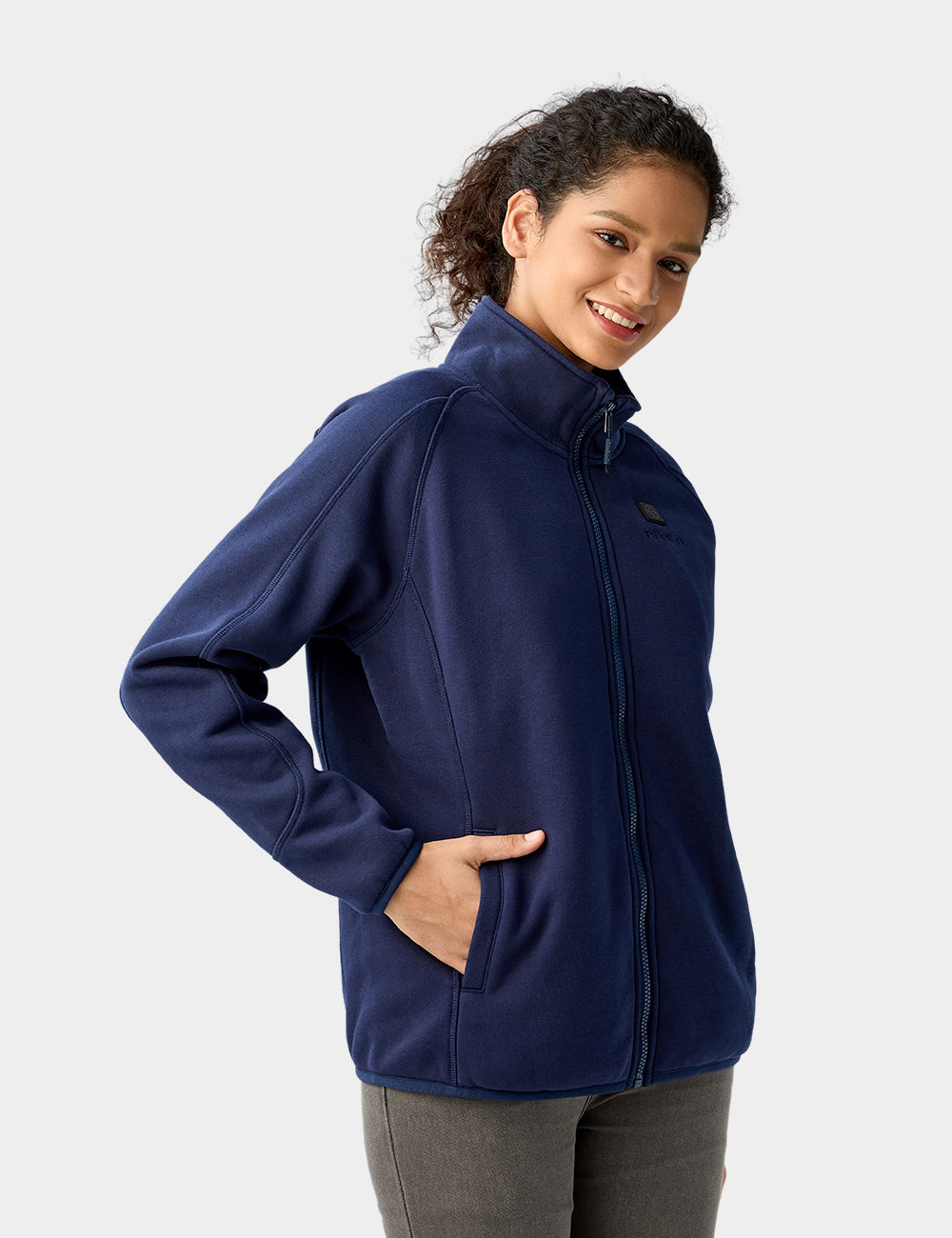 Women's Heated Full-Zip Fleece Jacket - Navy Blue