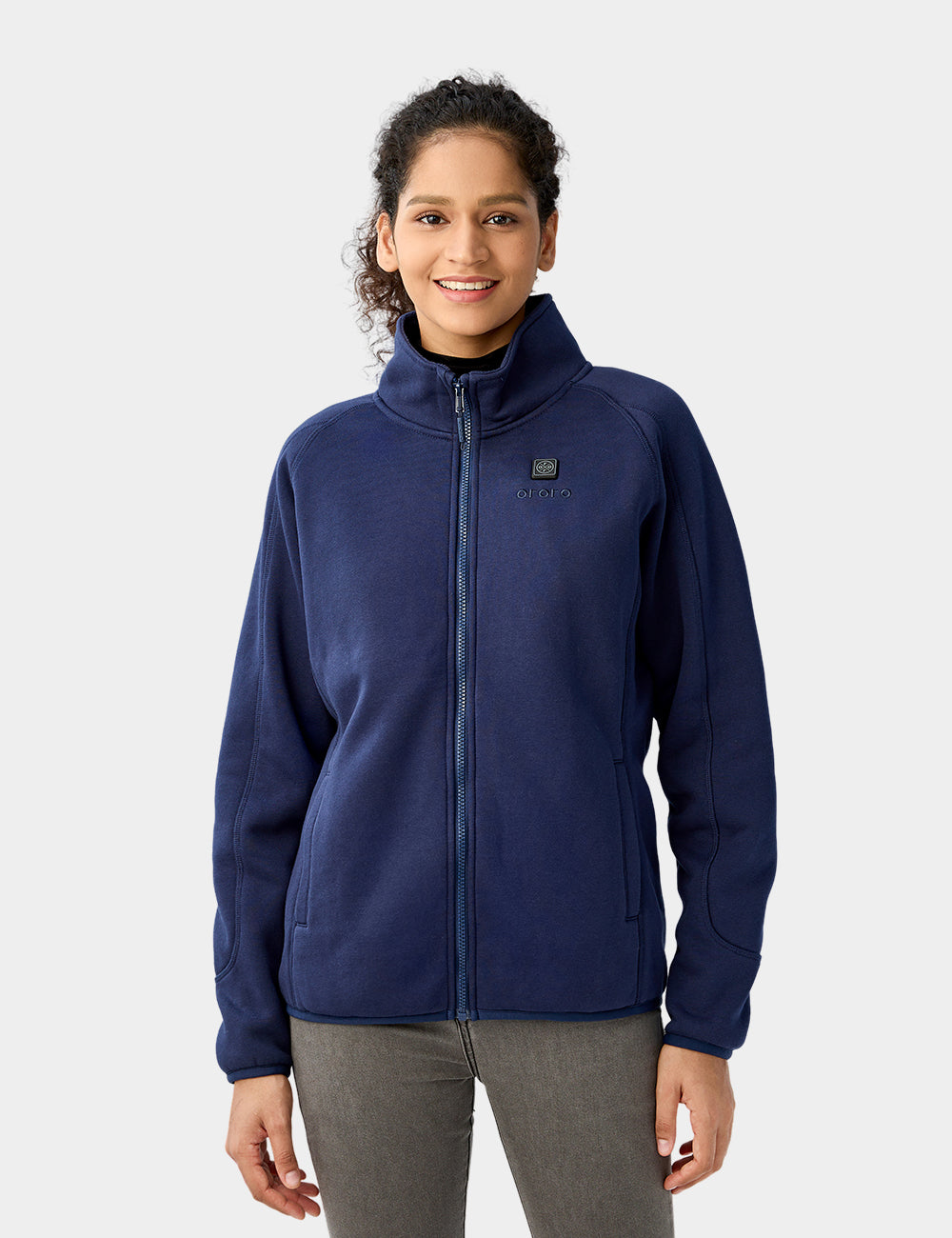 Women's Heated Full-Zip Fleece Jacket - Navy Blue