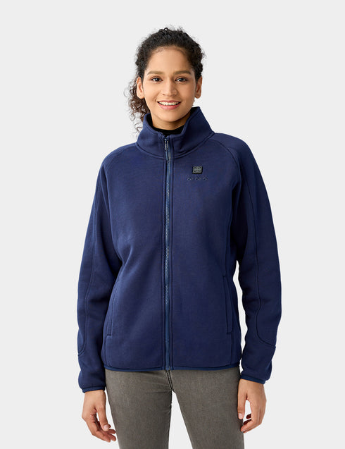 Women's Heated Full-Zip Fleece Jacket - Navy Blue ,view 1