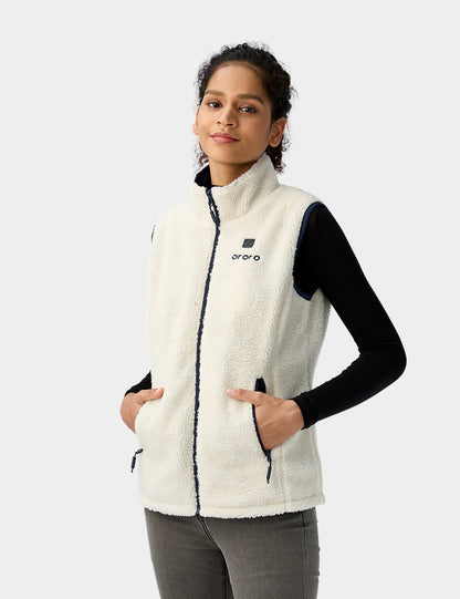 Women's Heated Recycled Fleece Vest - White