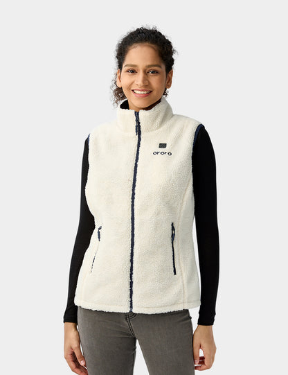 Women's Heated Recycled Fleece Vest -  White