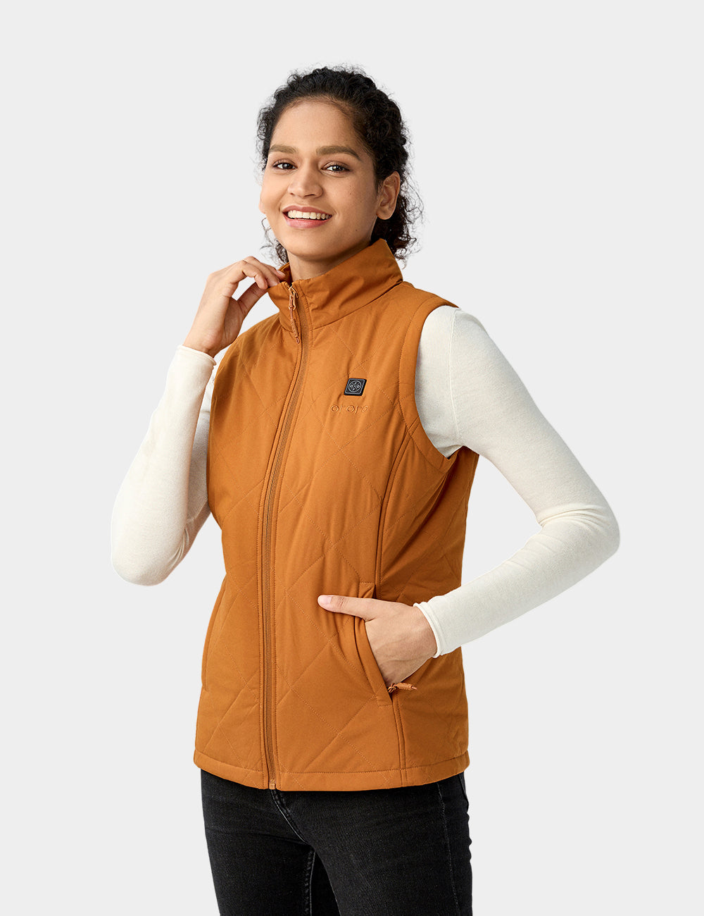 Women's Heated Quilted Vest - Caramel