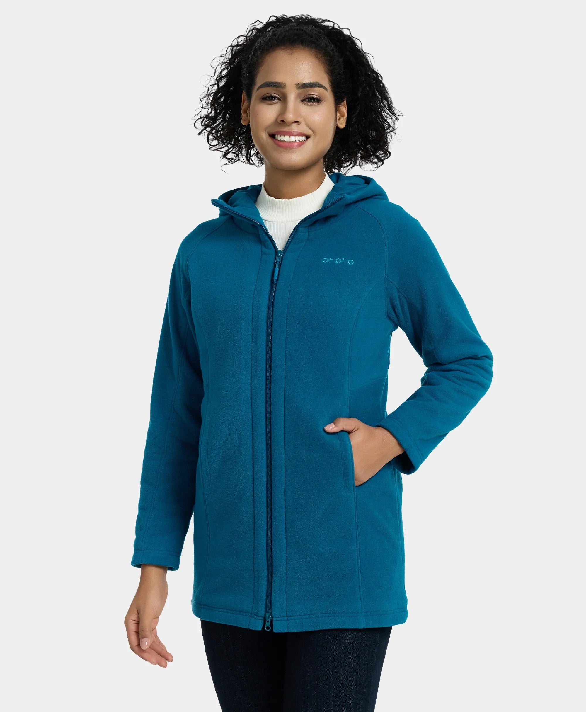 (Open-box) Felicity Women's Heated Long Hooded Fleece Jacket, Thumbnail 7