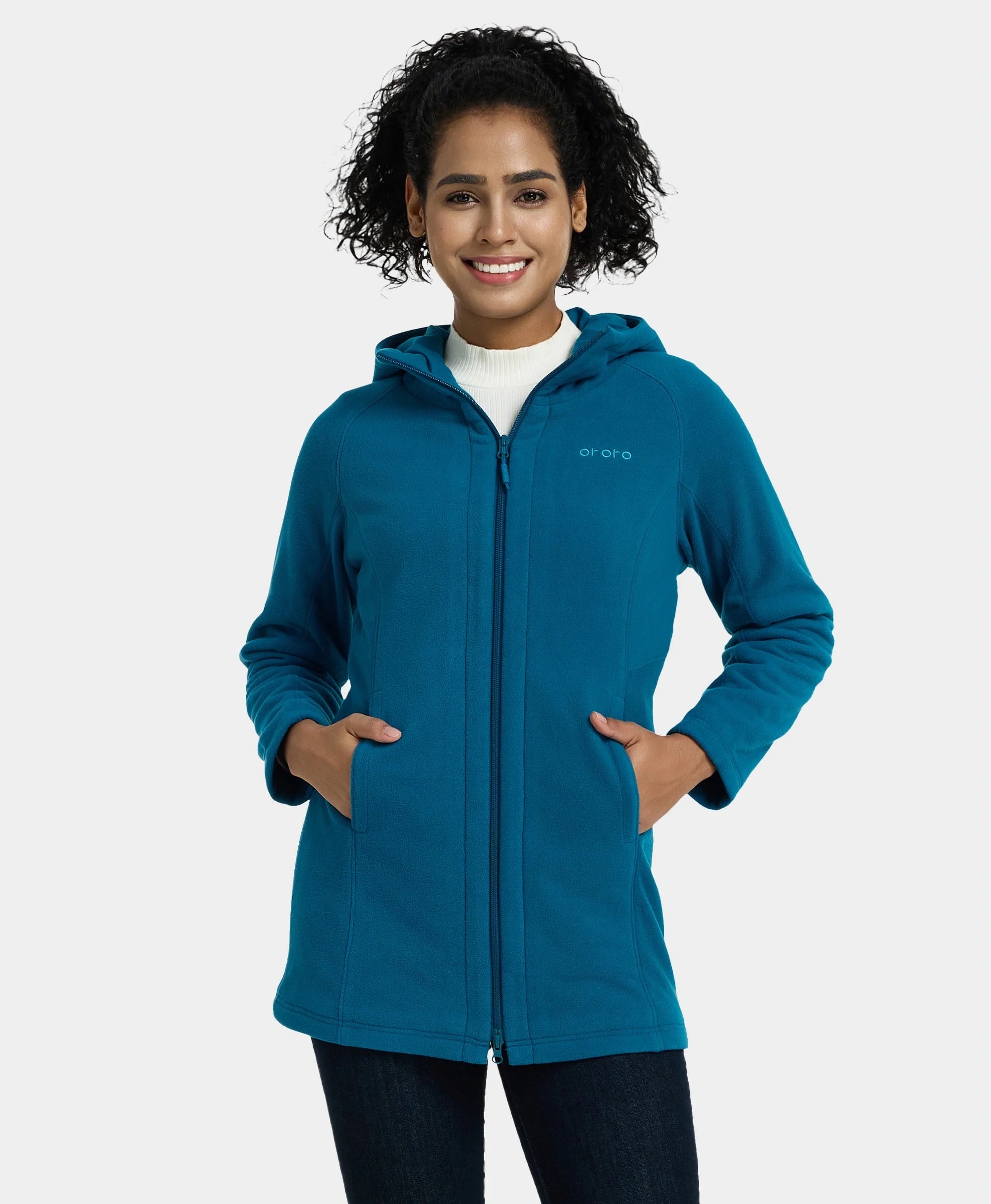 (Open-box) Felicity Women's Heated Long Hooded Fleece Jacket, Thumbnail 6