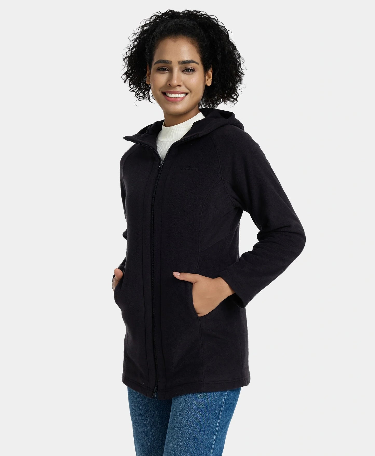 Heated Long Hooded Fleece Jacket