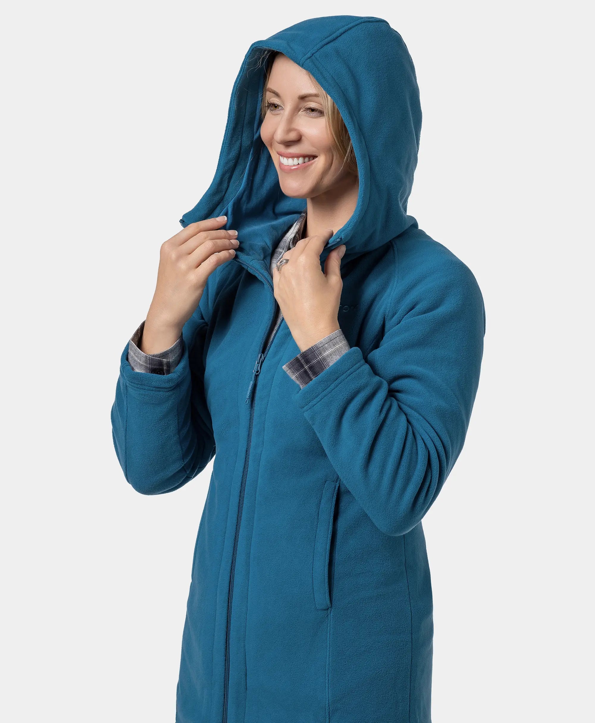 (Open-box) Felicity Women's Heated Long Hooded Fleece Jacket, Thumbnail 4