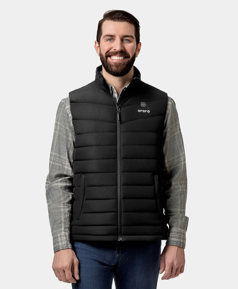 Men's Heated Lightweight Down Vest - Black, Thumbnail 2